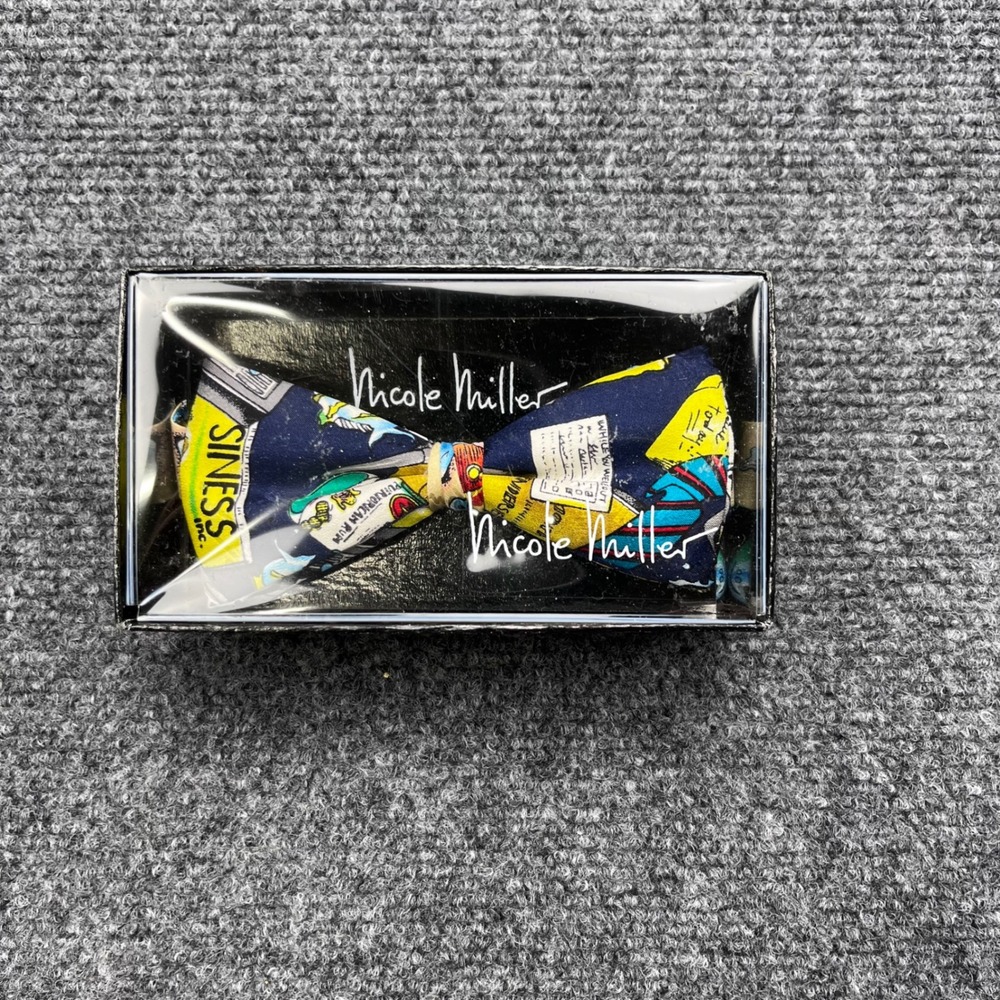 Nicole Miller Business Novelty Silk Comic Print Adjustable Bow Tie